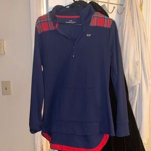 Blue and red plaid vineyard vines pullover